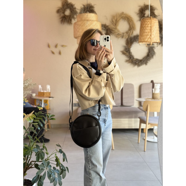 Поясна сумка "Halo" із гладкої екошкіри чорна