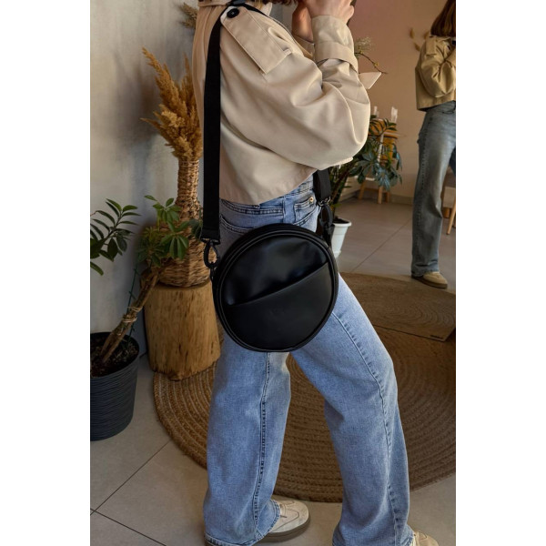 Поясна сумка "Halo" із гладкої екошкіри чорна