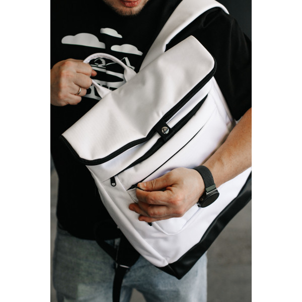 Backpack Rolltop "Frog flap" White